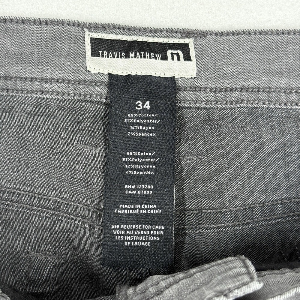 Travis Mathew Jeans 34x30 Grey Straight Denim Stretch Performance Lightweight - Picture 7 of 16